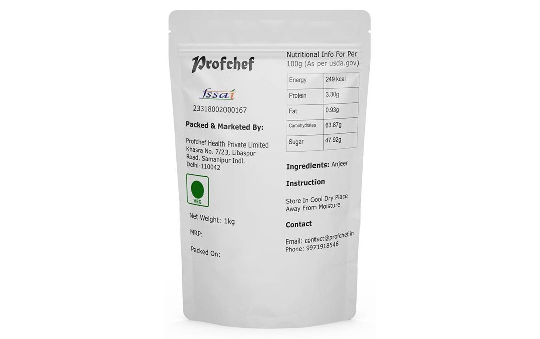 Profchef Anjeer (Dried Figs)    Pack  1 kilogram